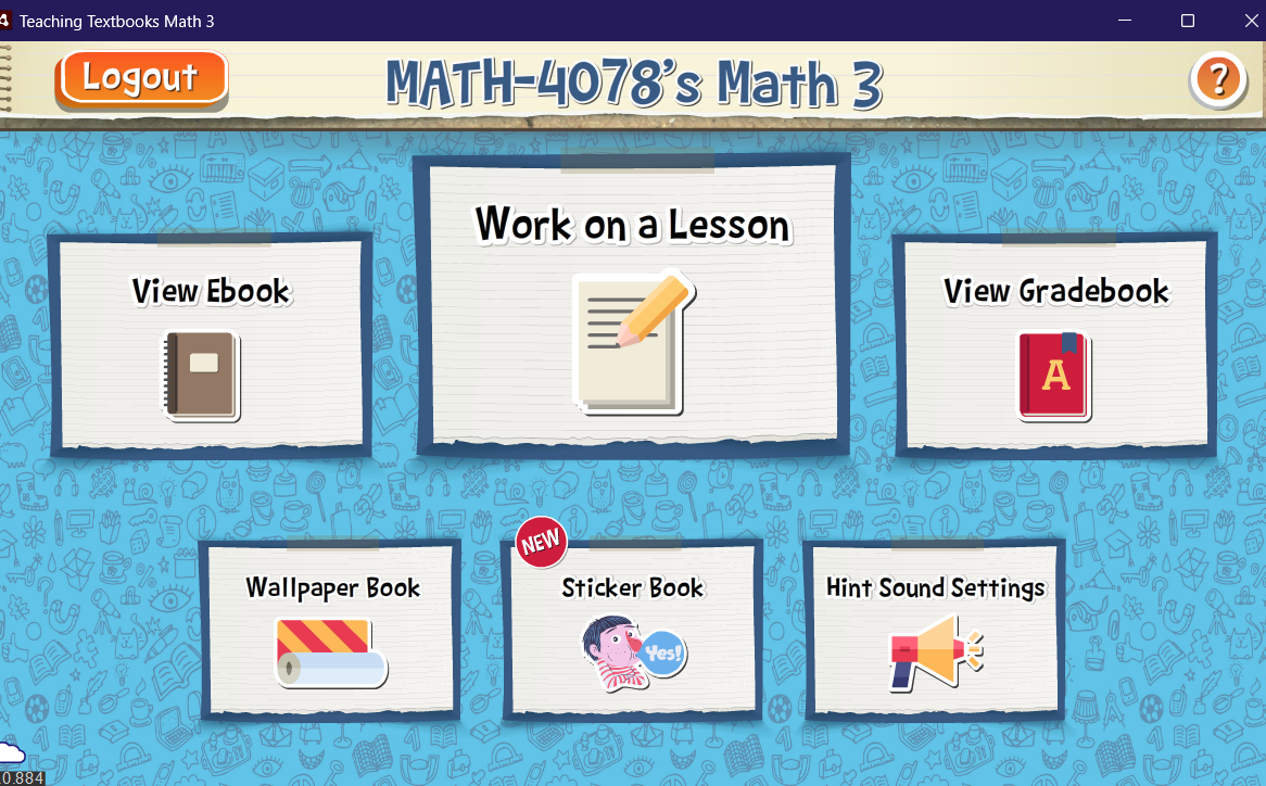 Student Home screen for the Math 3 application
